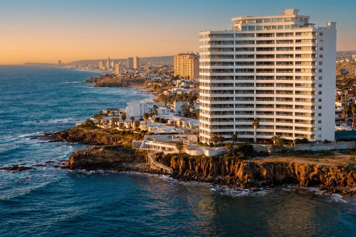 The Las Palmas tower on the Rosarito coastline