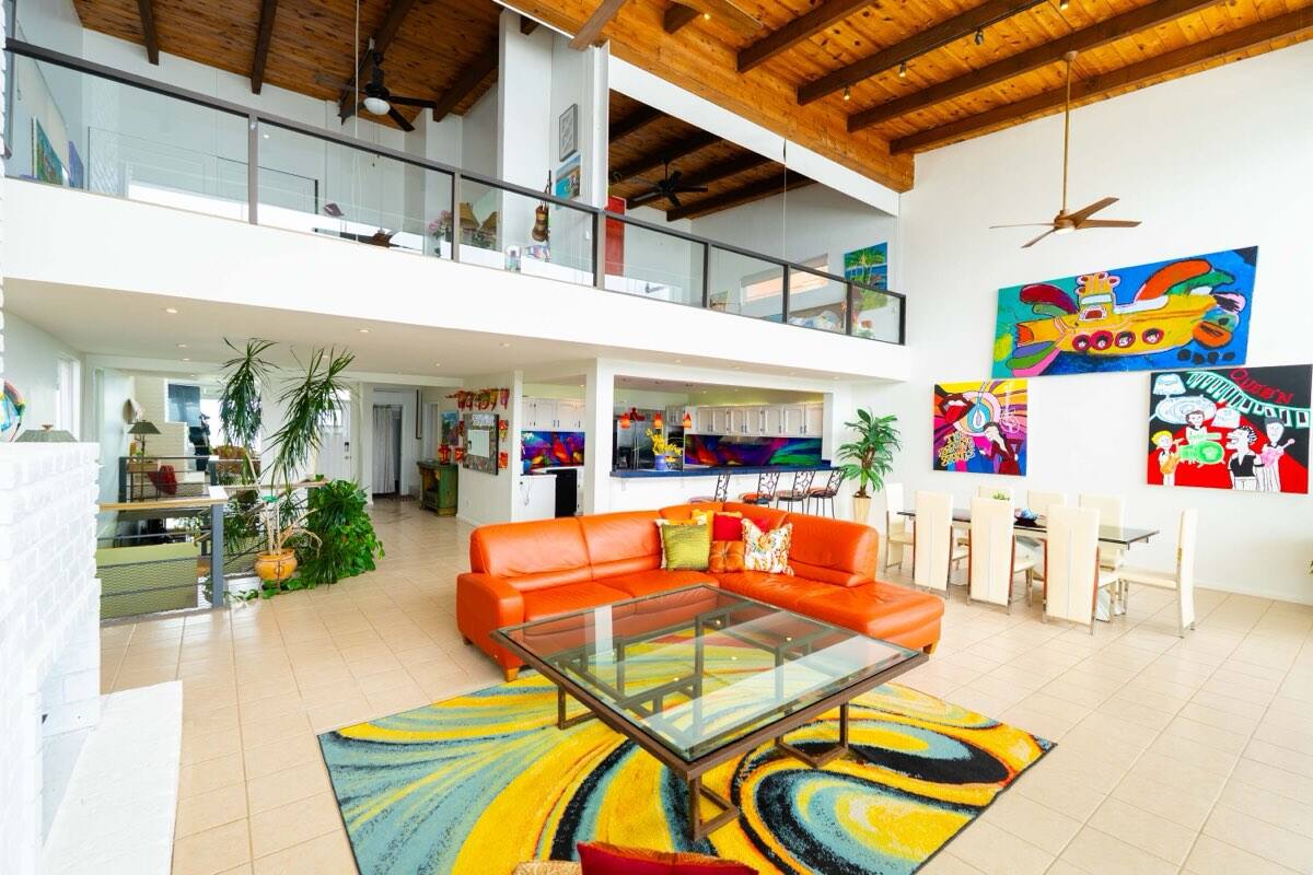 Open living and dining area